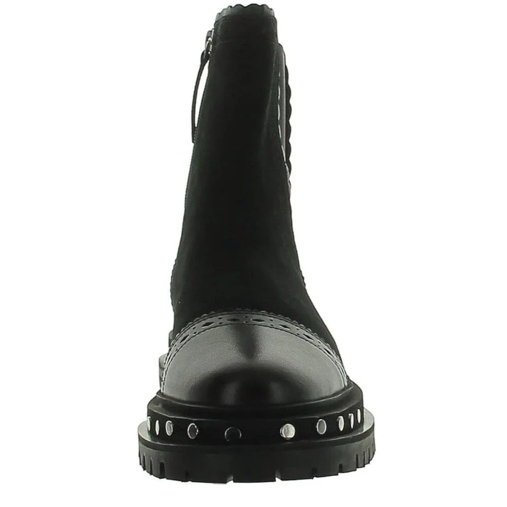 EUC Free People Tate Black Suede Chelsea Boots Size 6.5 Women's Side Zip Chunky - Picture 4 of 14